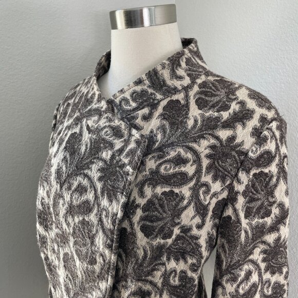 Lafayette 148 New York Womens 12 Wool Blend Brown Floral Knit Jacket - Picture 2 of 12